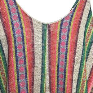 JUDITH MARCH Boho Striped Knit Jumpsuit L Adjustable Strap Wide Leg Lined Lounge